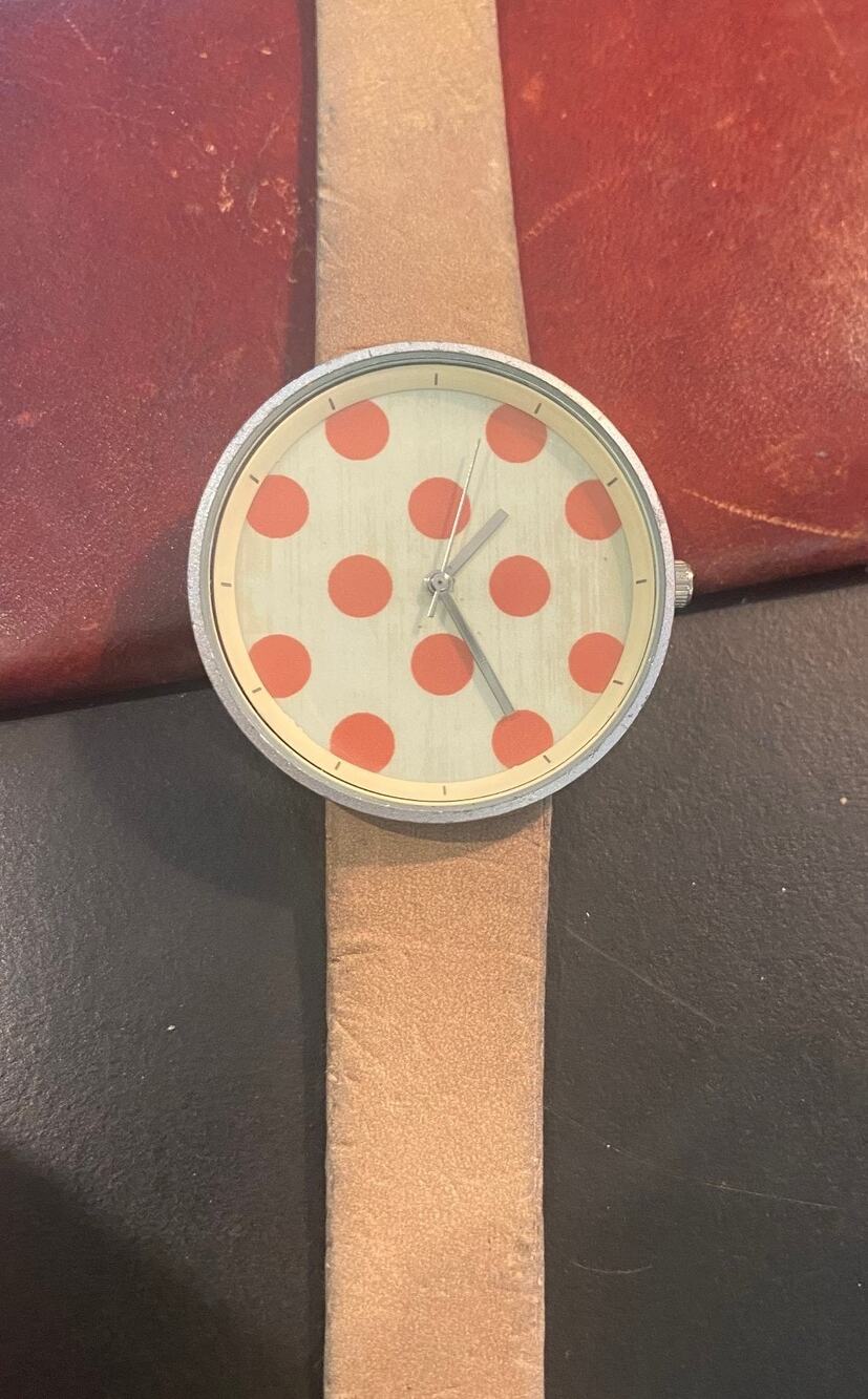 Women's 38mm Brushed Metal Tone Gaiety Watch, Polka Dot Face
